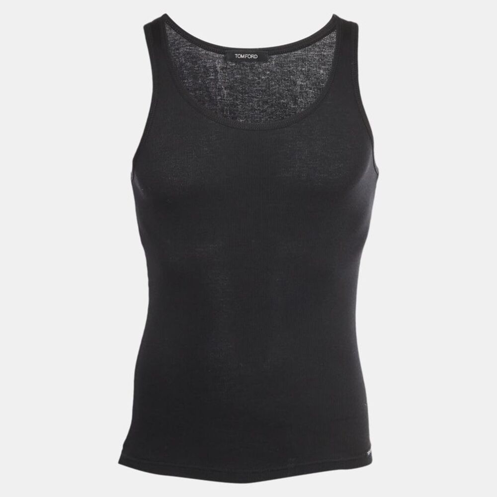 Tom Ford Black Rib Knit Tank Top S